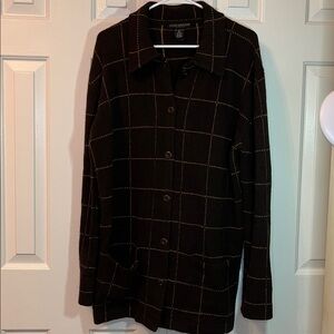 Sarah Spencer 100% Lambs Wool Button Up Sweater Pockets Brown Size‎ 1X